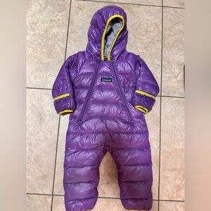 Patagonia Purple Snowsuit with Yellow Trim 0-3 months